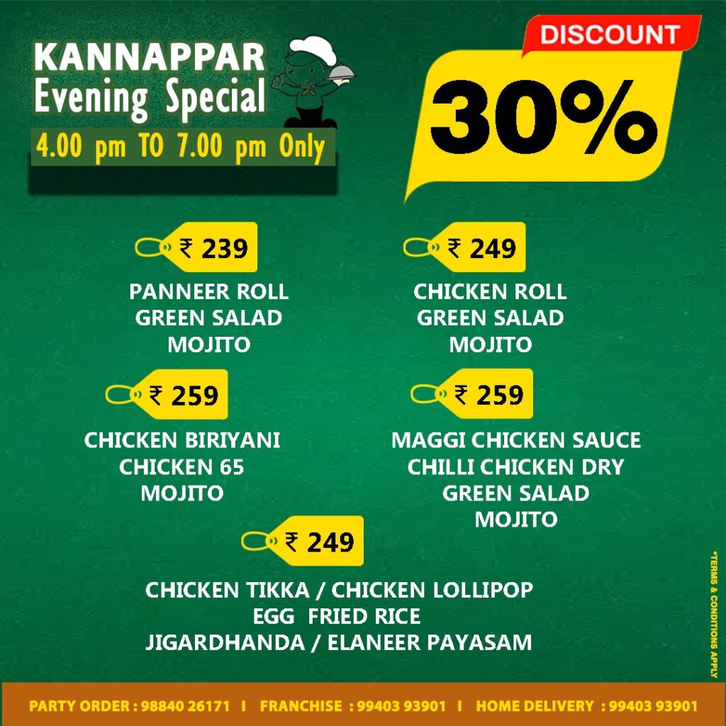 Embark on a Flavorful Journey Introducing the Kannappar Evening Special Menu!